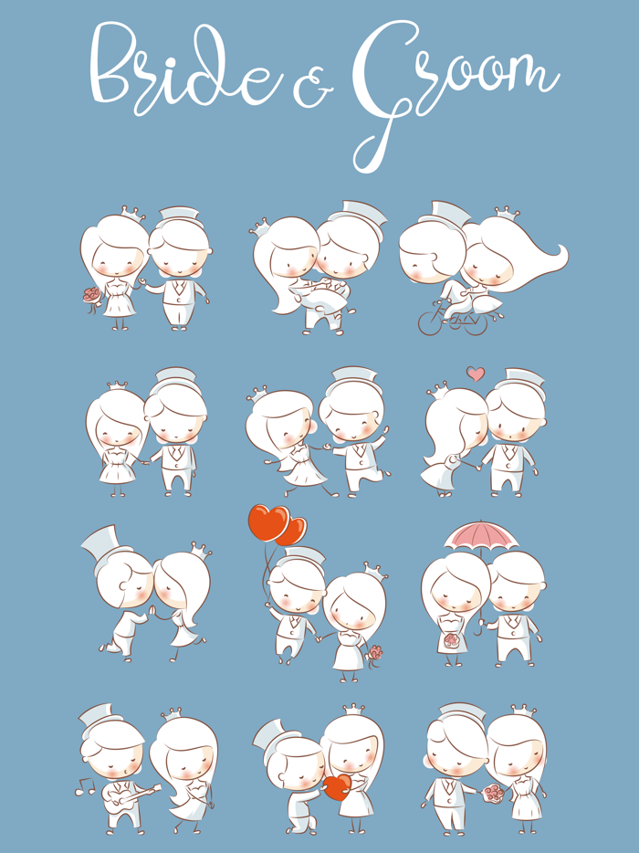 Wedding Bride and Groom Stickers