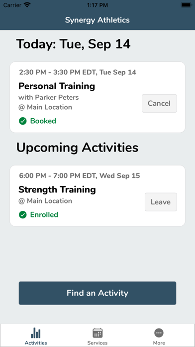Synergy Athletics Screenshot