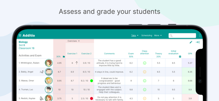 Additio App Teacher gradebook