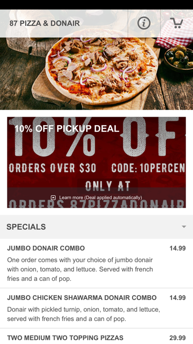 87 Pizza & Donair Screenshot