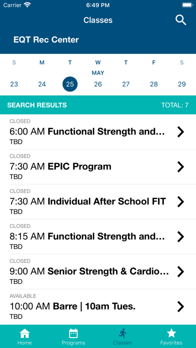 EQT REC Center Screenshot