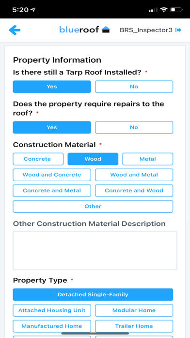 Blue Roof Survey Screenshot