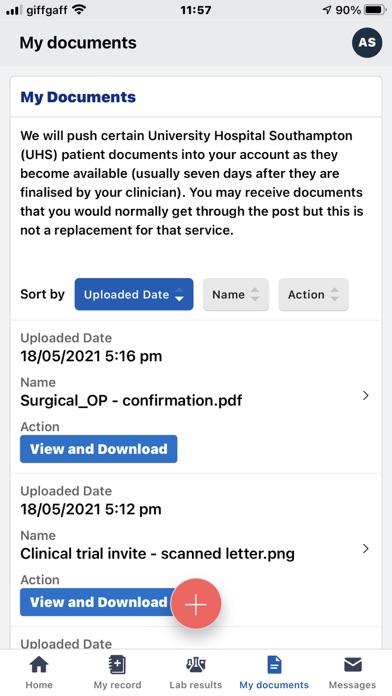 My medical record Screenshot