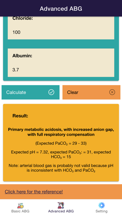 Complete ABG Analysis Screenshot