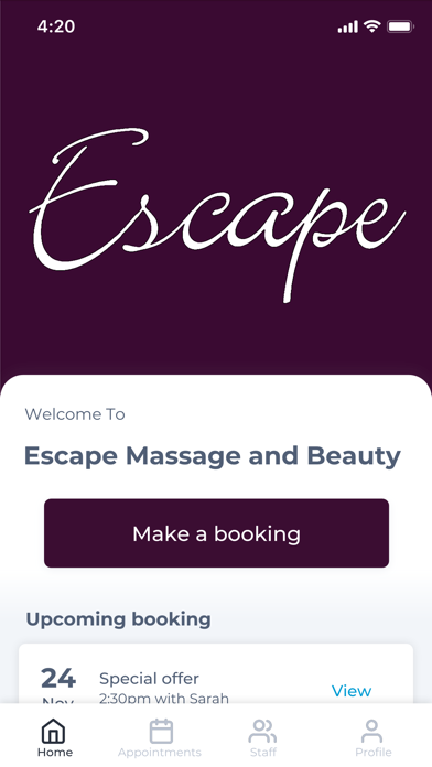 Escape Massage and Beauty Screenshot