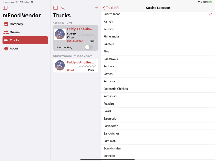 mFood™ - Food Truck Vendor App