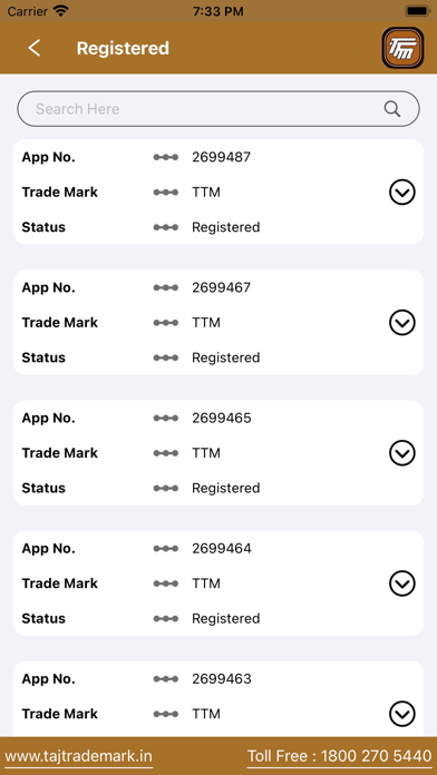 Taj Trade Mark Screenshot