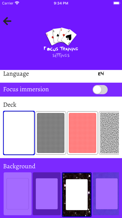 Focus Training w Playing Cards Screenshot