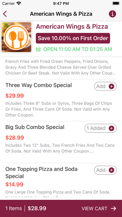 American Wings & Pizza Screenshot