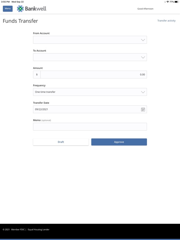 Bankwell Mobile Banking iPad screenshot 5 - Finance app
