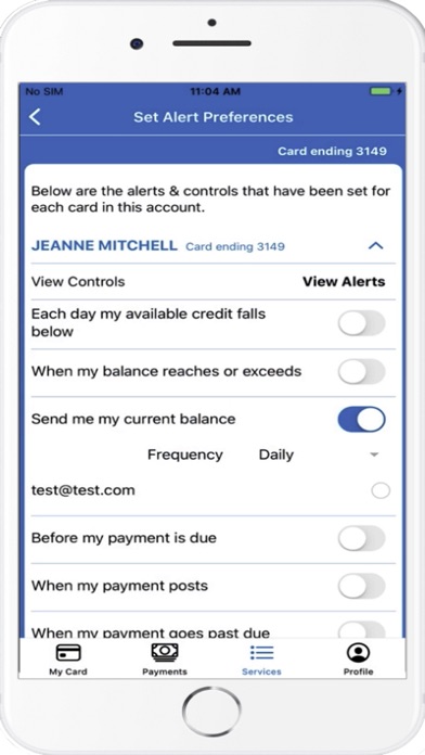 Pinnacle Credit Card Screenshot
