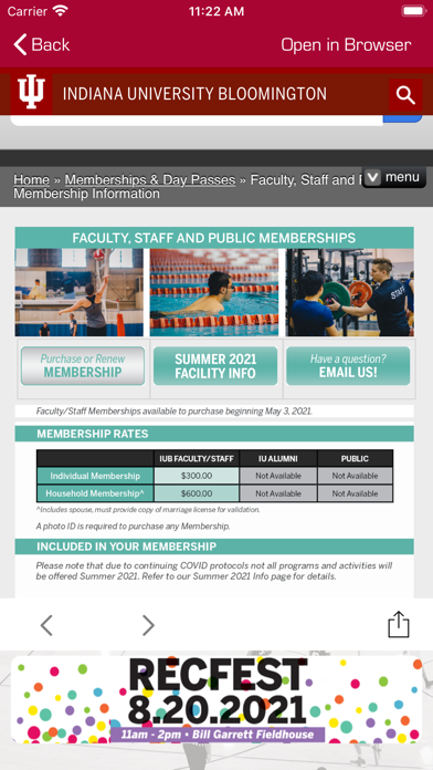 IU Recreational Sports Screenshot