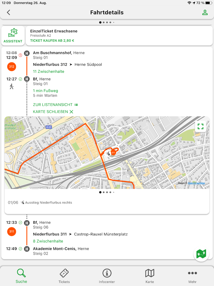 HCR App - Fahrplan Herne