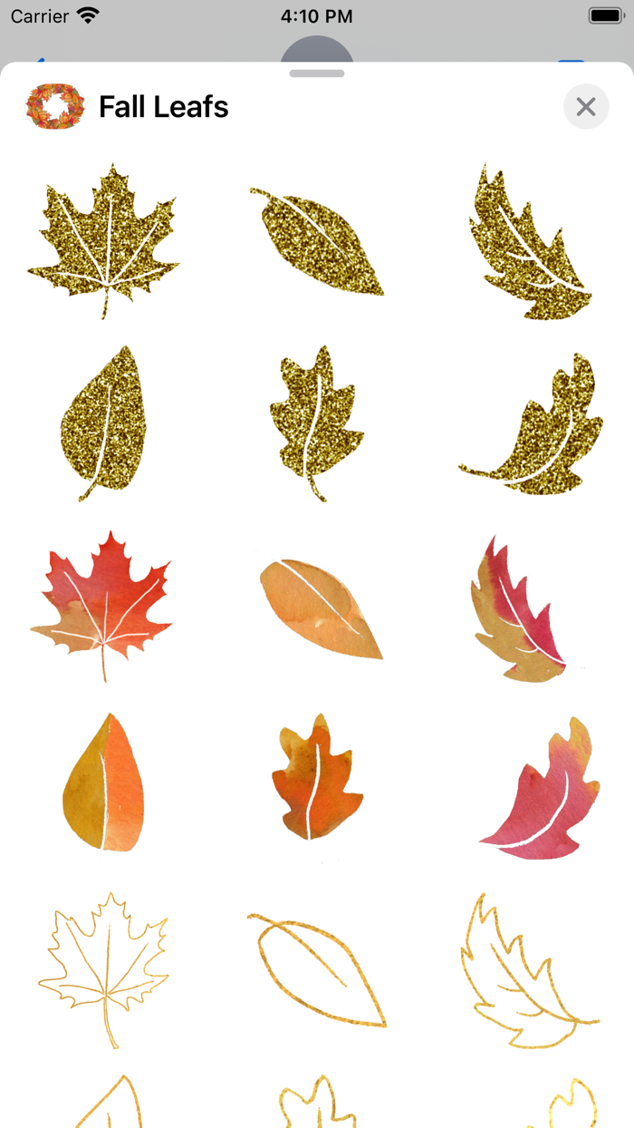 Glitter Fall Leaves Stickers