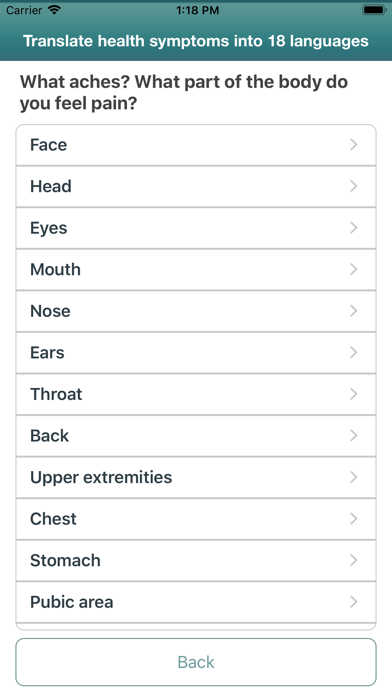 Health symptoms translator Screenshot