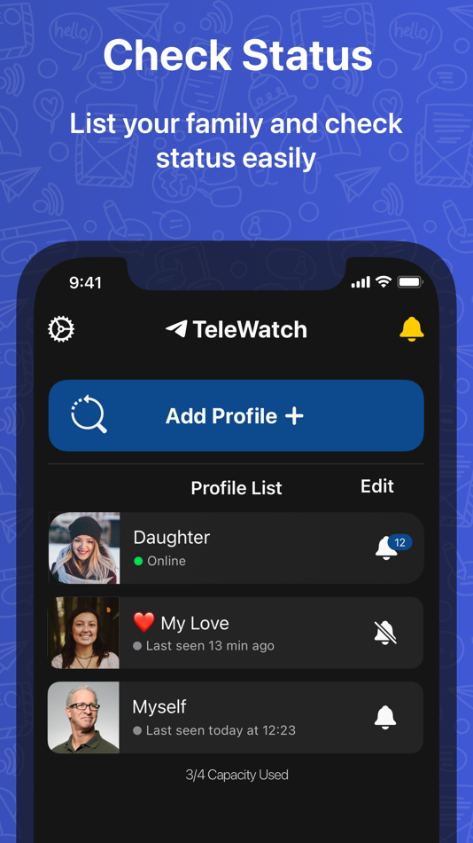 #3. TeleWatch tracker for Telegram (iOS) 게시자: TGTOOLS LTD
