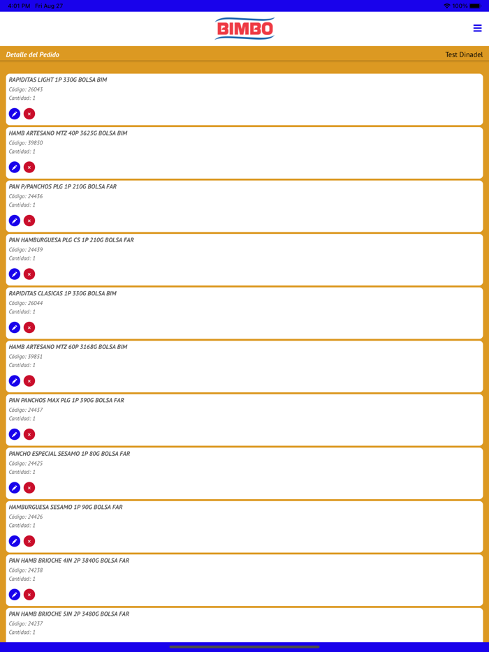 Bimbo Gestión de Pedidos