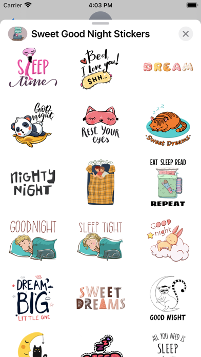 Sweet Good Night Stickers Screenshot
