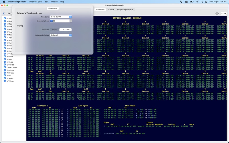 iPhemeris Ephemeris Screenshot