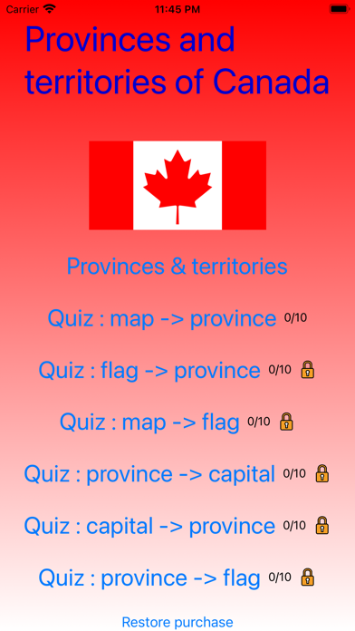 Provinces of Canada Screenshot