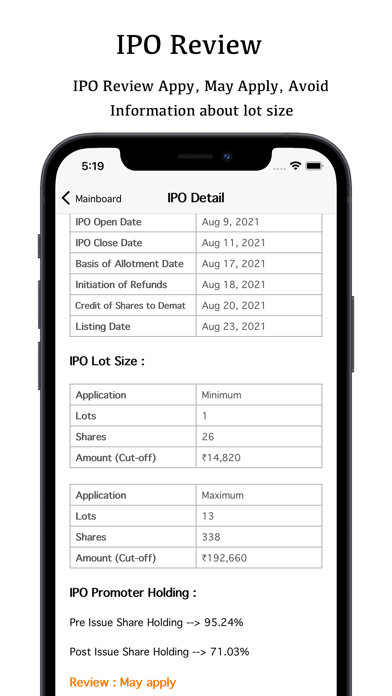 IPO Update Screenshot