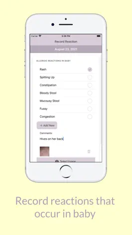 Game screenshot Baby Allergy Log apk