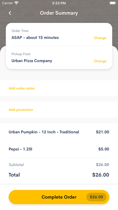 Urban Pizza Company Screenshot