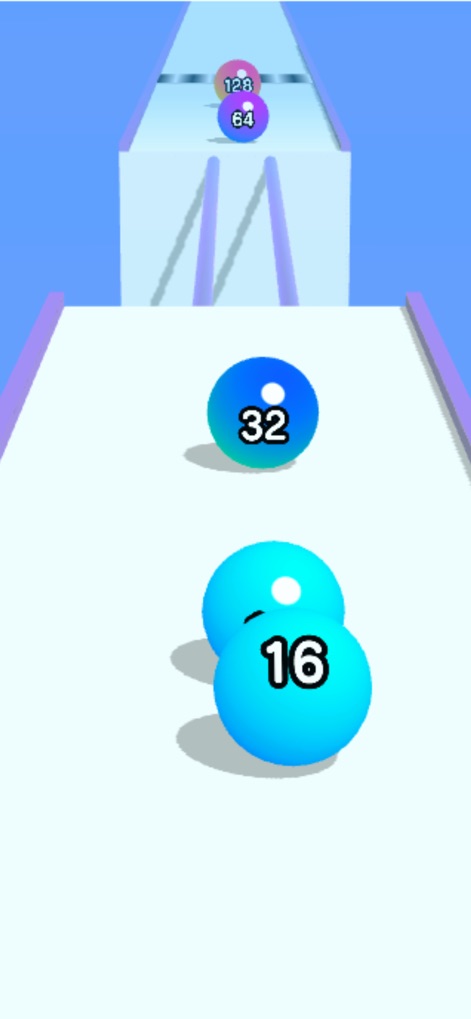 Ball Run 2048 - Discover higher number challenges as the app presents varied lane obstacles and more complex merging opportunities.