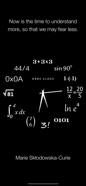 ‎Screenshot der analogen Geek-Uhr