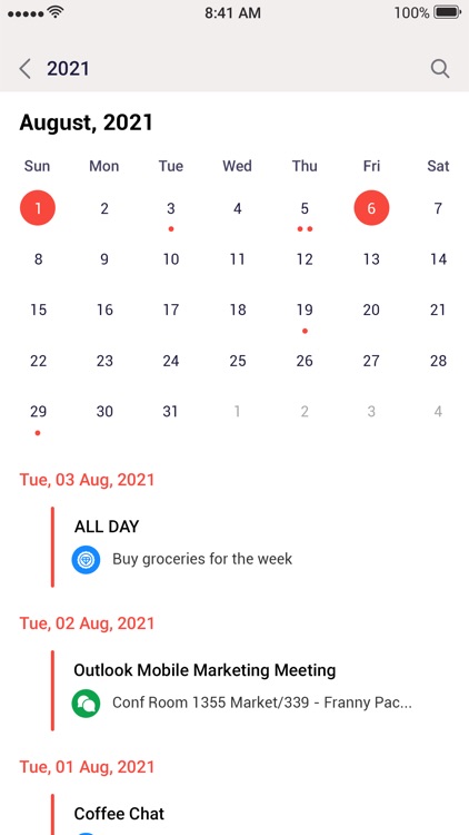 Calendar 2021 - Tasks, Agenda