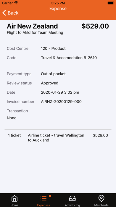 RIPA Expenses Screenshot