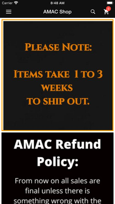 AMAC Shop Screenshot