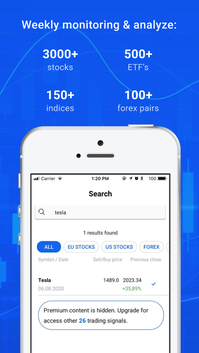 Stock market signals app Screenshot
