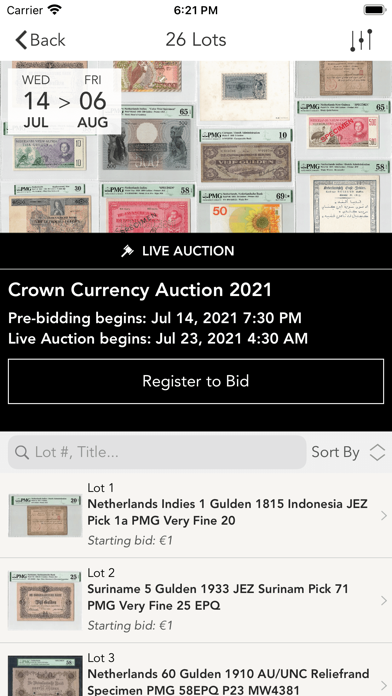 Crown Currency Auctions Screenshot