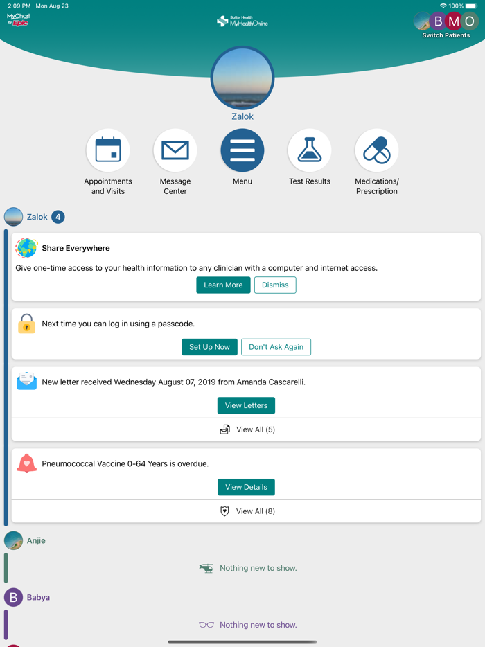 Sutter Health My Health Online