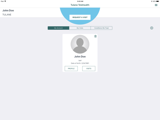 Tulane Telehealth iPad screenshot 1 - Medical app