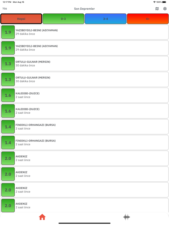 Son Depremler (Bildirimli)