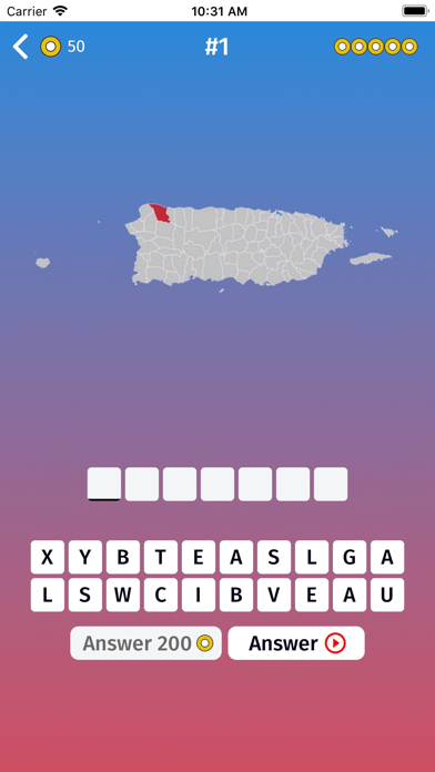 Puerto Rico: Regions Map Quiz Screenshot