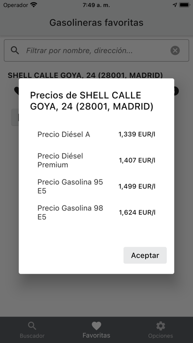 Spain Gas Price Screenshot