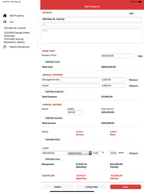Screenshot #5 pour Property Yield Calculator 2.0