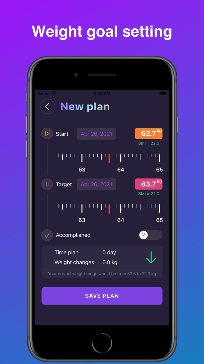 Weight Goals and BMI Calculator