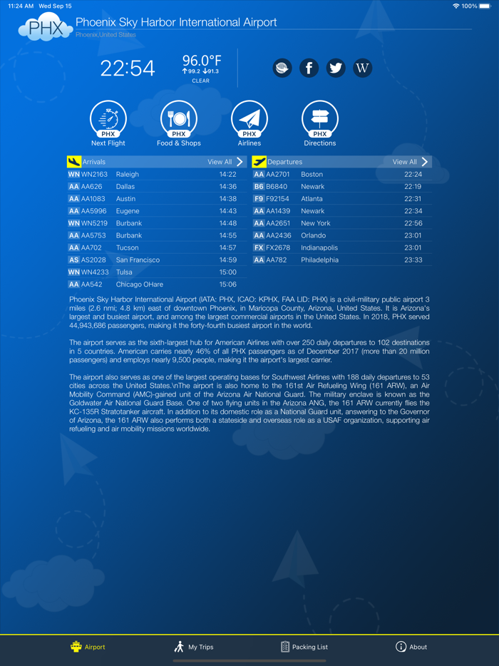 Phoenix Airport Info  Radar