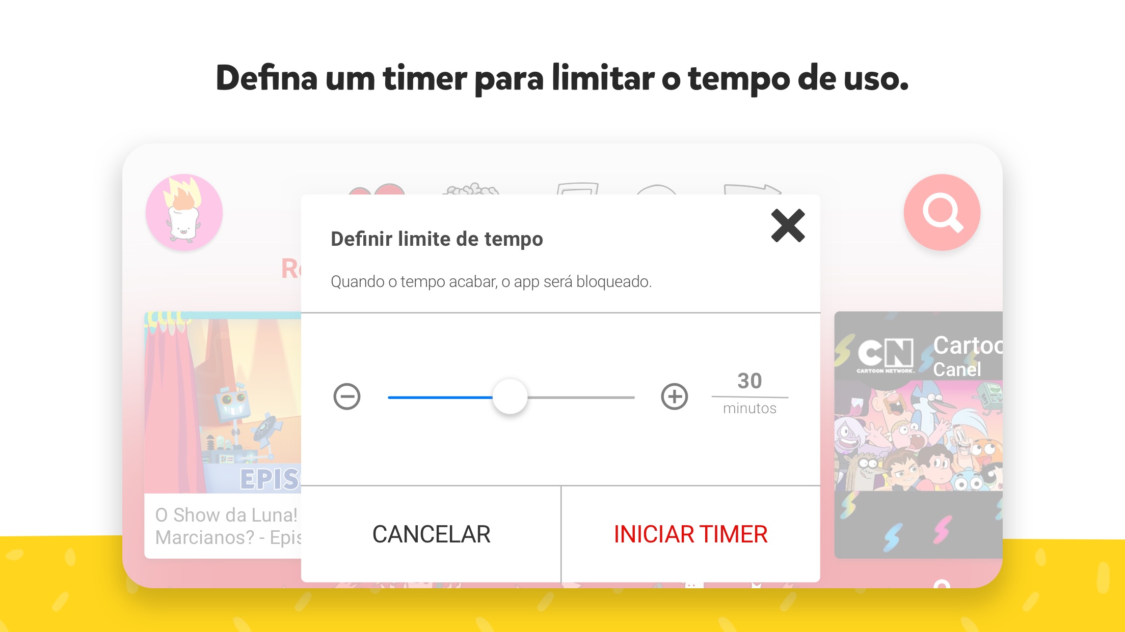 Screenshot do app YouTube Kids