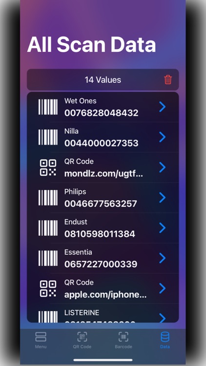 Scan Data: Barcode/QR Scanner