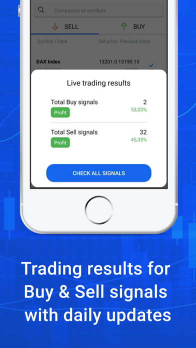 Stock market signals app Screenshot