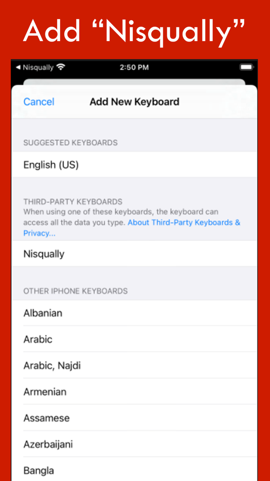 #2. Nisqually Keyboard (iOS) 由: The Language Conservancy, Inc.