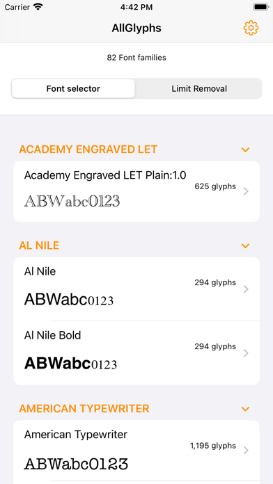 AllGlyphs Screenshot 1 - AppWisp.com AllGlyphs Screenshot 1 - AppWisp.com