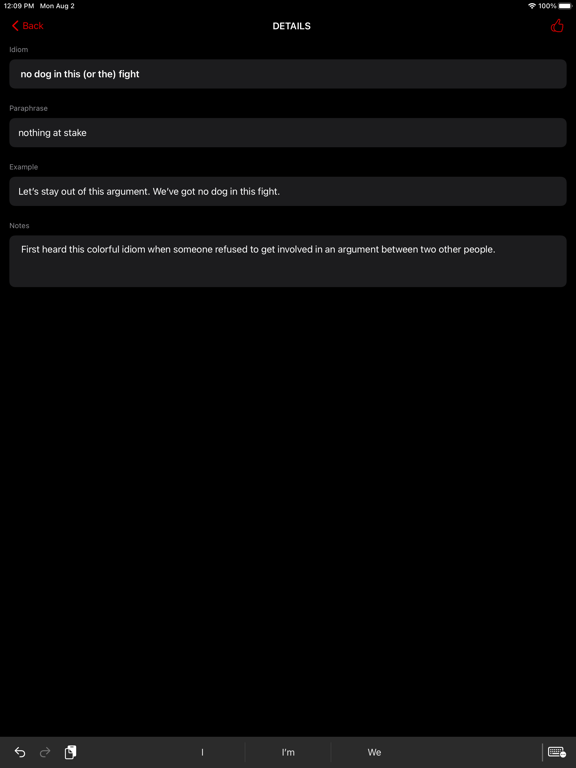 American Idioms iPad screenshot 5 - Reference app