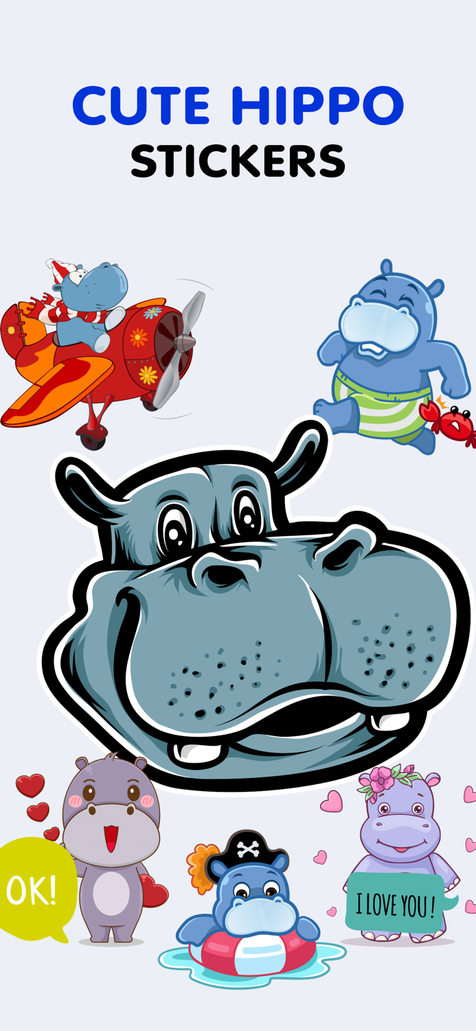 Cute Hippo Stickers
