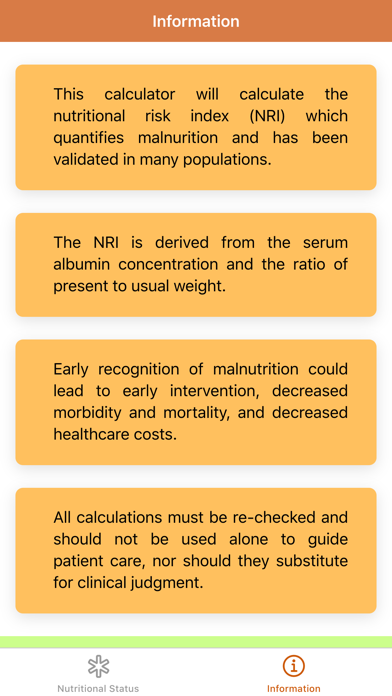 Nutritional Status Calculator Screenshot